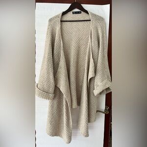 Zara Women's Light Beige chunky Knit Cardigan alpaca and wool